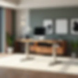 Modern adjustable height desk in a stylish office setting