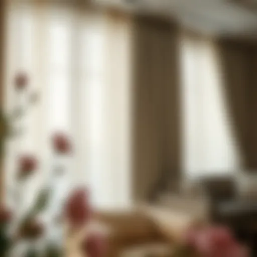 Elegant fabric curtains draping in a cozy living room