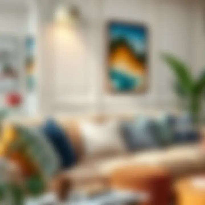 Stylish Living Room with Mixed Pillows Stylish living room featuring a mix of patterned and solid sofa pillows