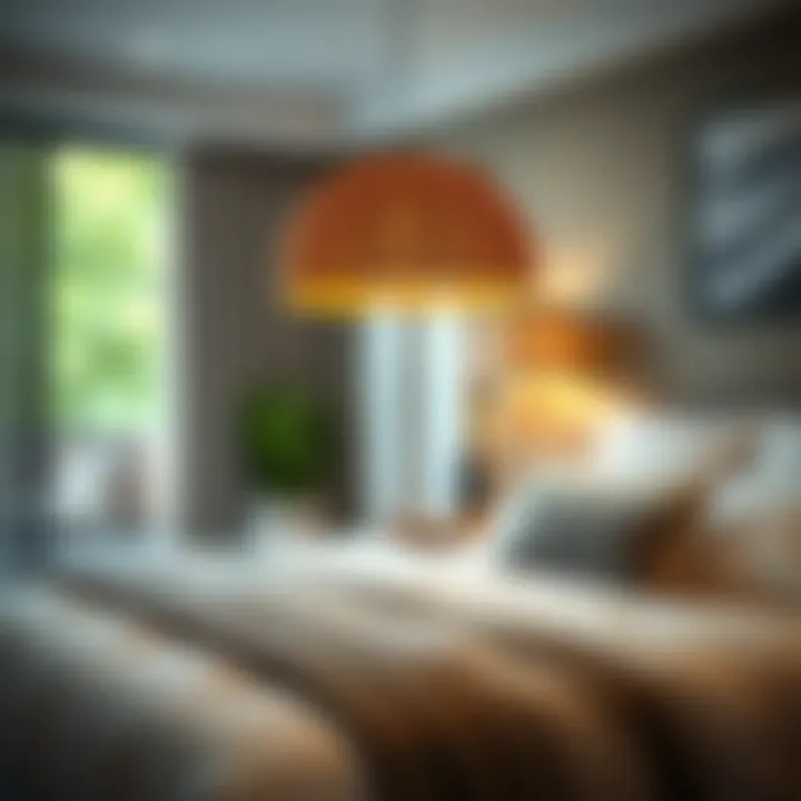 Eco-friendly lamp made from natural materials in a tranquil bedroom