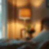 Modern minimalist lamp illuminating a cozy bedroom corner