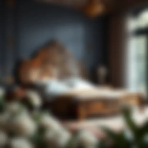 Exquisite Craftsmanship: Wooden Bed Frame Elegant wooden bed frame with intricate design