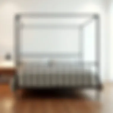 Sleek and Stylish: Metal Bed Frame Modern metal bed frame in a minimalist bedroom