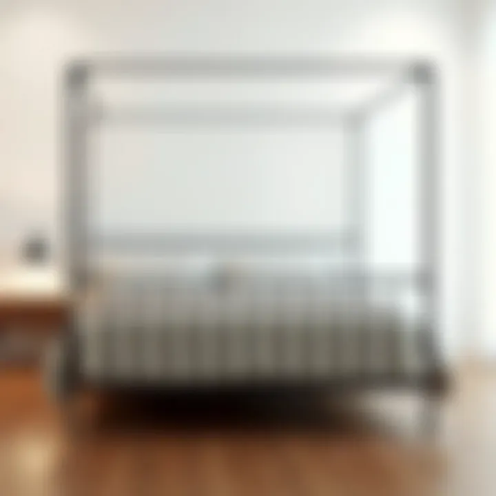 Sleek and Stylish: Metal Bed Frame Modern metal bed frame in a minimalist bedroom