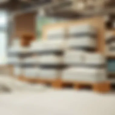 Retail Store Display of Fitted Sheets A well-organized display in a retail store featuring different sizes of fitted sheets.