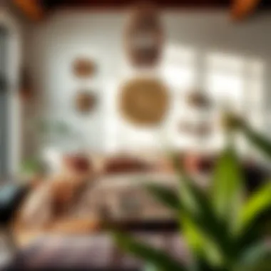 Creative Interior with Stylish Bohemian Bedframe Stylish bohemian bedframe in a creatively designed interior space, reflecting a free-spirited aesthetic