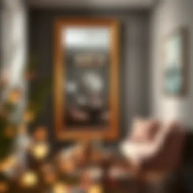 Brass Elegance in an Entryway A stunning brass full-length mirror reflecting a stylish entryway.