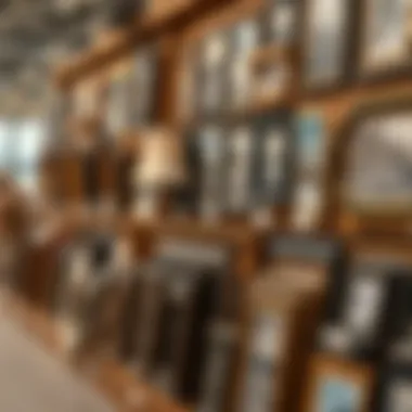 A well-organized selection of custom picture frames on display.