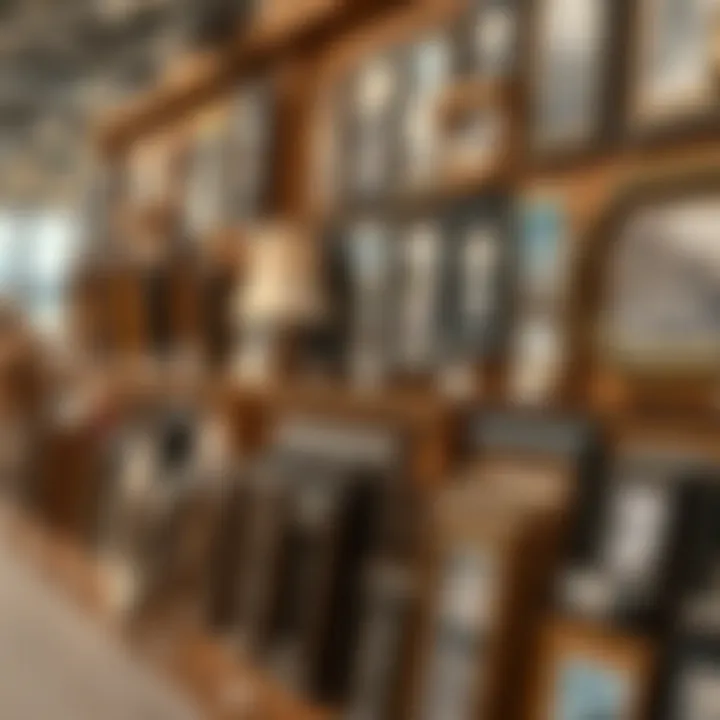 A well-organized selection of custom picture frames on display.