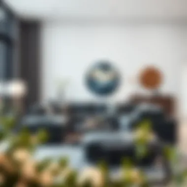 Elegant charcoal gray sectional couch in a modern living room