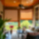 Elegant outdoor shades complementing a screen porch's aesthetic
