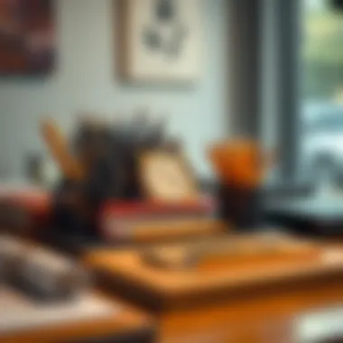 Artistic Stationery Arrangement for Aesthetic Appeal Artistic arrangement of stationery emphasizing aesthetics