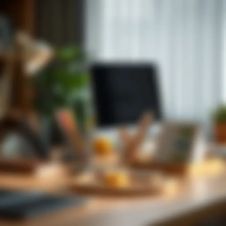 Stylish and Organized Desk for Enhanced Productivity Stylish desk with organized stationery for productivity