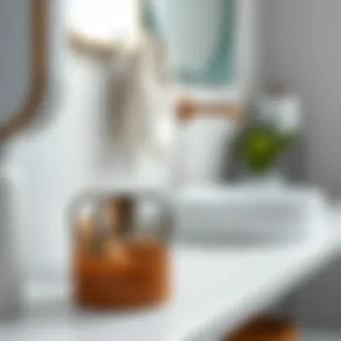 Close-up of materials used in a 24 inch white bathroom vanity