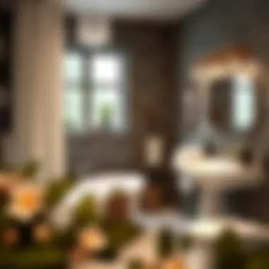 Stylish Bathroom with an 8ft Shower Curtain Rod Stylish bathroom incorporating an 8ft shower curtain rod