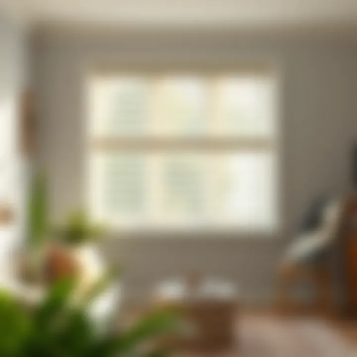 A cozy room illuminated by natural light filtered through mini blinds