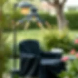 Stylish Black Outdoor Chair Cover Black outdoor chair cover in a serene garden setting