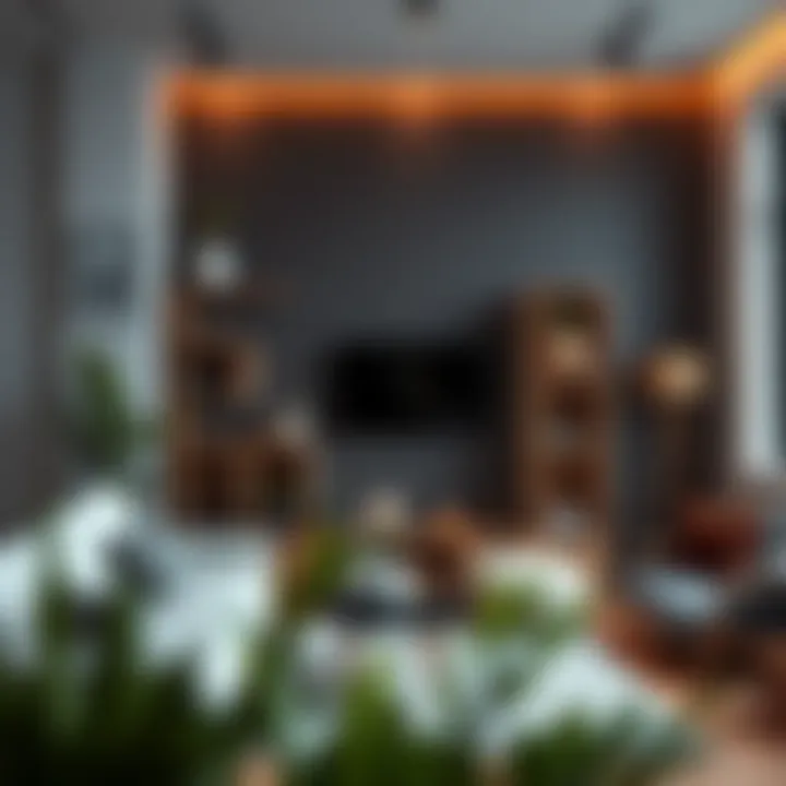 DIY cardboard shelf setup in a modern living space