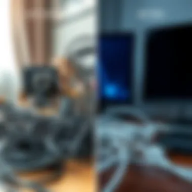 Visual Transformation of Cord Chaos into Order Before and after cord management transformation