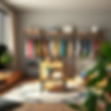 Organized Living Space with a Garment Rack Organized living space enhanced by a garment rack