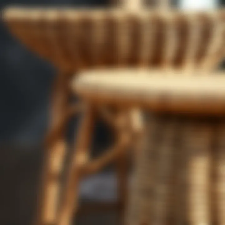 Natural Materials of Wicker Bar Stools Close-up of the natural materials used in wicker bar stools