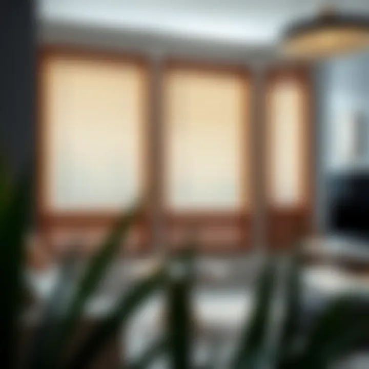 Elegant Wooden Blinds in a Contemporary Setting Elegant wooden blinds enhancing a modern interior