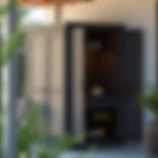 A beautifully designed outdoor storage cabinet showcasing weather-resistant materials