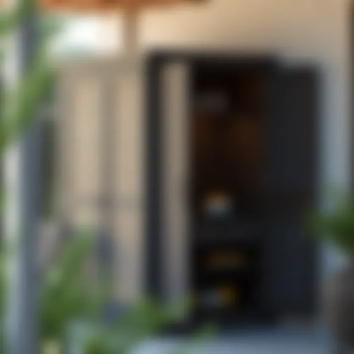 Elegant Outdoor Storage Design A beautifully designed outdoor storage cabinet showcasing weather-resistant materials