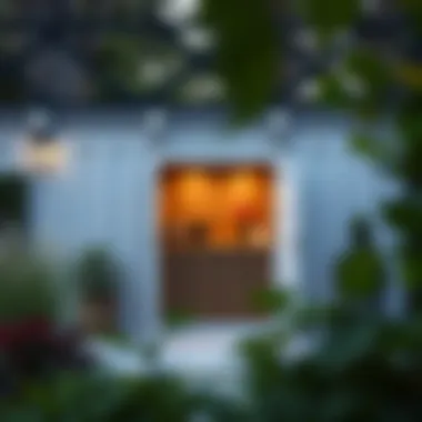 Finished Outdoor Storage Solution A completed outdoor storage cabinet integrated into a landscaped area