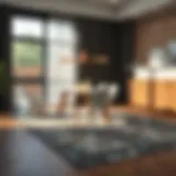 Dining room with a perfectly sized rug under the table