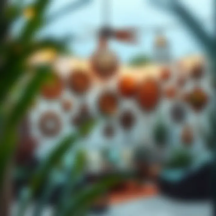 Collection of Wall Hangings on Patio A beautifully arranged collection of various wall hangings enhancing an outdoor patio.