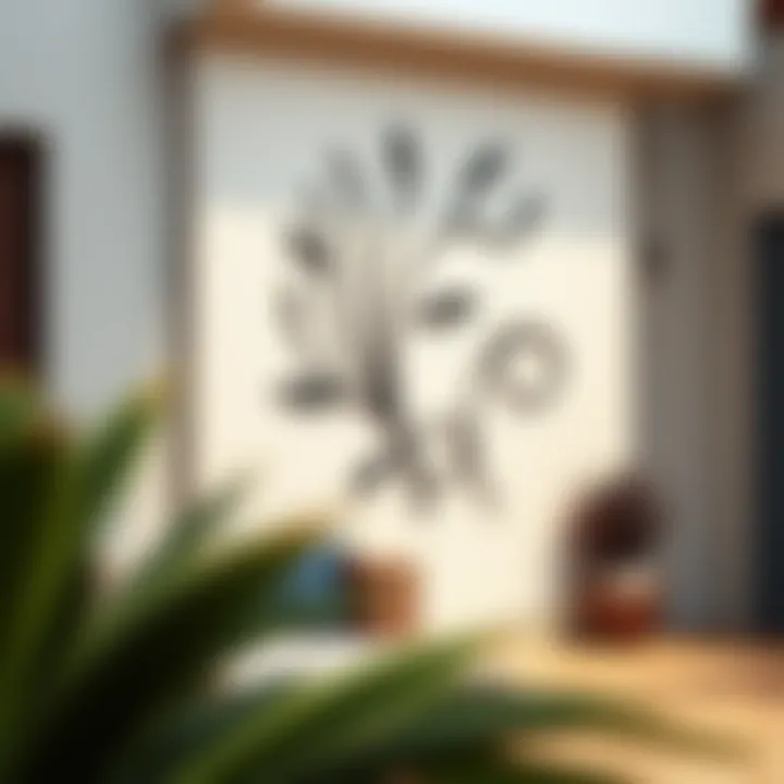 Elegant Metal Wall Art An elegant metal wall art piece that complements the architecture of a modern home.