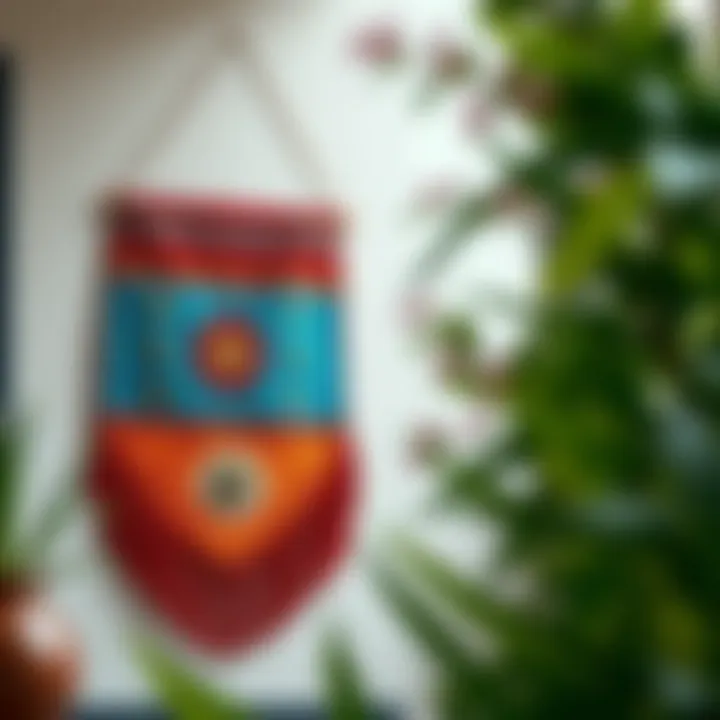 Vibrant Outdoor Wall Hanging A vibrant outdoor wall hanging showcasing a unique design and color scheme.