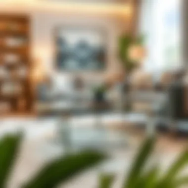 Elegant glass coffee table complementing office decor