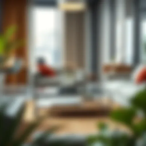 Modern small coffee table in an office setting