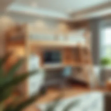 Stylish Loft Bed with Integrated Desk Stylish loft bed with integrated desk in a cozy room