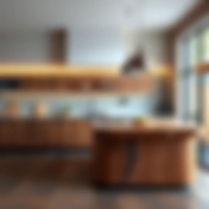 Stylish Kitchen Island Featuring Acacia Wood Stylish kitchen island adorned with acacia wood