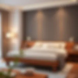 Elegant wooden queen bed frame with a modern design