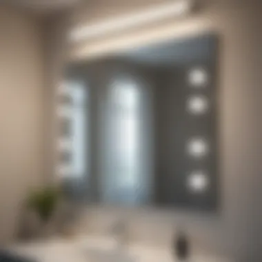 Close-up of a bathroom mirror showcasing adjustable lighting features