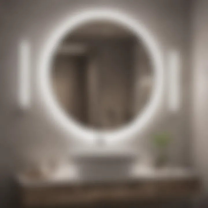 Contemporary design of illuminated mirrors in a modern bathroom