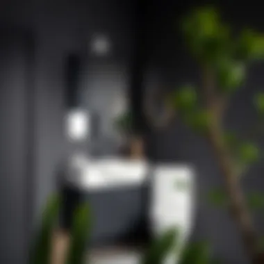 Compact black corner vanity maximizing space efficiency