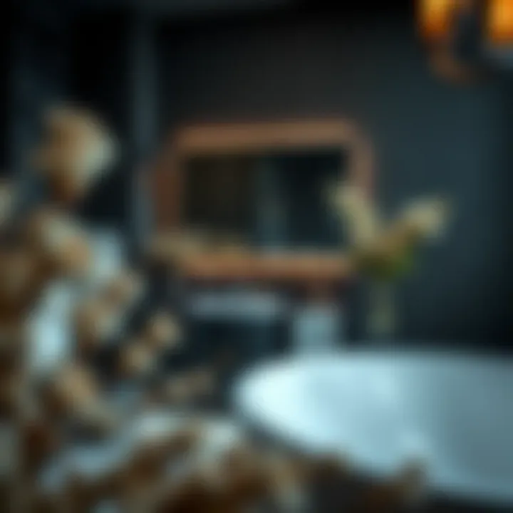 Beautifully crafted black corner vanity in a luxurious setting