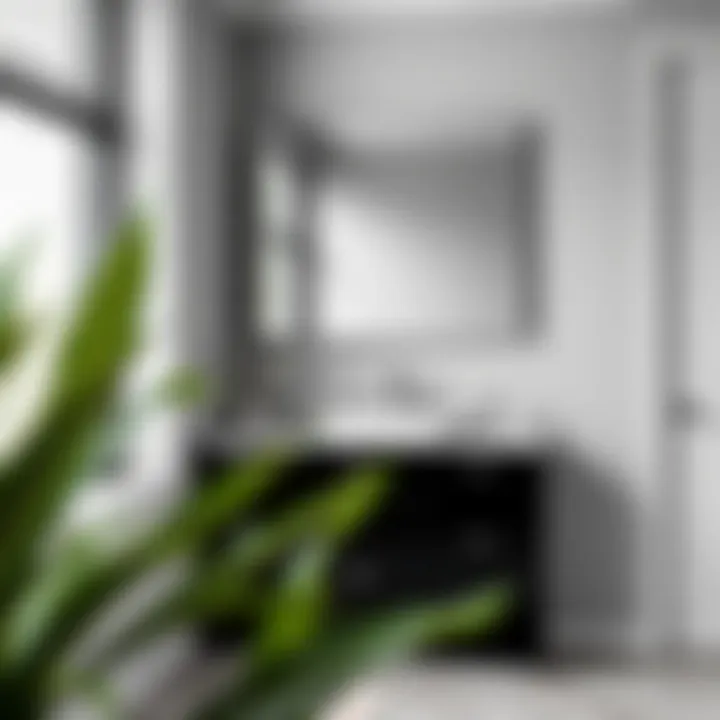 Sleek black corner vanity with a modern sink