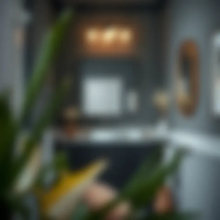 Stylish black corner vanity with decorative accents