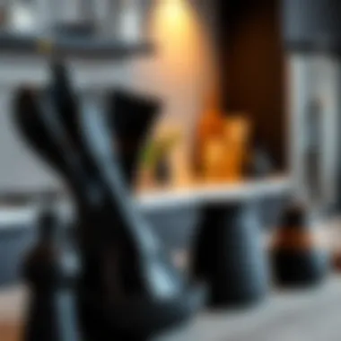 Modern Design Trends in Black Wooden Utensils Black wooden utensils arranged in a modern kitchen setting