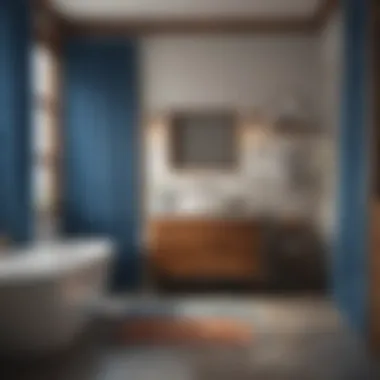 Colorful bathroom decor showcasing blue and brown hues