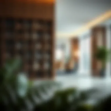 Minimalistic book shelf partition dividing an open space