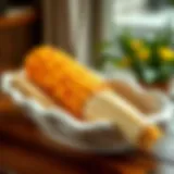 Elegant ceramic corn on the cob dish showcasing vibrant glaze