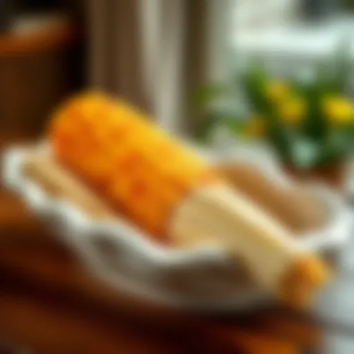 Elegant ceramic corn on the cob dish showcasing vibrant glaze