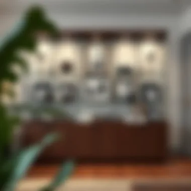 Artistry and Organization Combined Well-organized clear glass display cabinet with art pieces